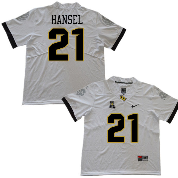 Men #21 Brock Hansel UCF Knights College Football Jerseys Stitched Sale-White - Click Image to Close